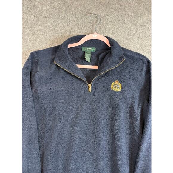VTG 90s Lauren Ralph Lauren Fleece Sweater Women P/M Crest Logo Old Money Preppy - Picture 4 of 7